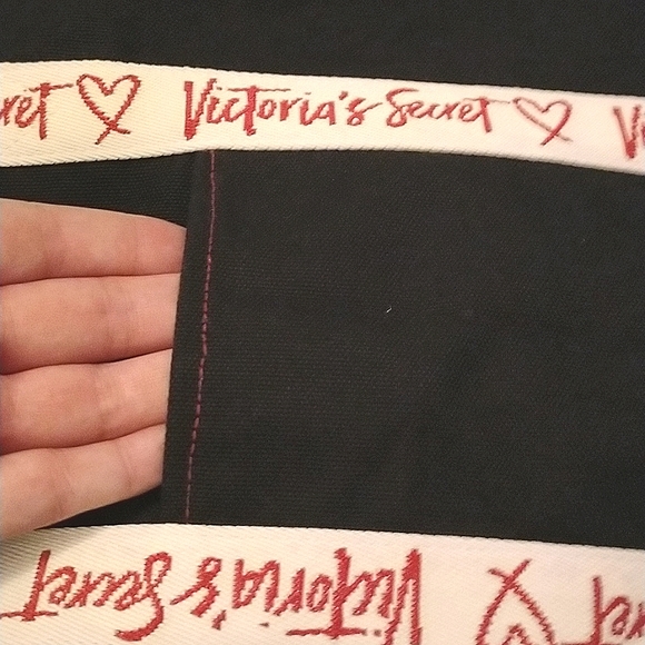 GUC Victoria's Secret Logo Strap Black Canvas Tote Bag - Picture 4 of 12